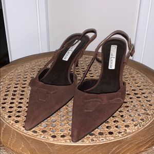 Christian Lacroix Suede Kitten Heel Slingbacks